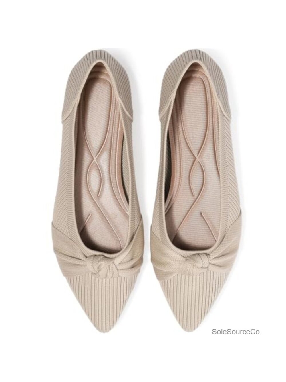 Women's Knit Ballet Flats Pointed Toe Slip-On Lightweight Casual Office Shoes